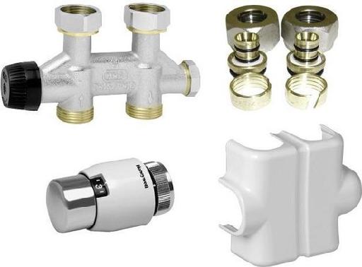 Kit Therafix ½  droit pour Radiateur avec raccordement central Multiskin 16x2 - tête blanche/chromée - Honeywell