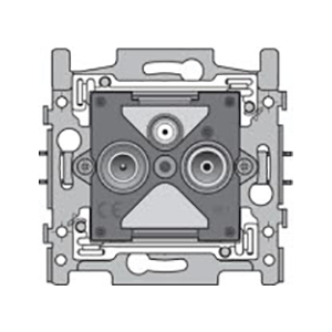 Socle pour 2 connexions coaxiales simples pour TV et FM et une connection satellite, fixation par vis - Niko