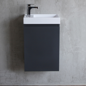 Meuble lave-mains avec vasque Smart Space (Gris matte) 1 porte avec fonction soft close a droite. Dim: 400*225*620mm - Elegant