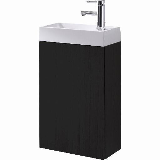 Meuble lave-mains avec vasque Smart Space (Noir matte) 1 porte avec fonction soft close a droite. Dim: 400*225*620mm - Elegant