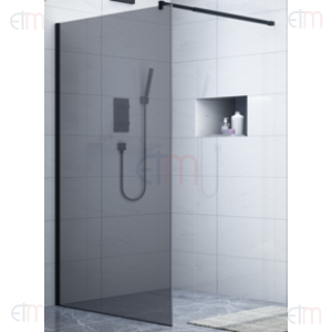 Waterfront CWR.100S-B CWR Wetroom 100cm 98-99/200 cm noir mat verre 10mm fumee noir - Waterfront
