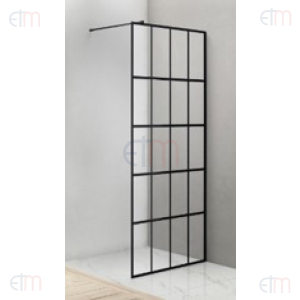 Paroi De Douche Carreaux noirs 1200x2000x8mm(Barre et U comprises) - Elegant