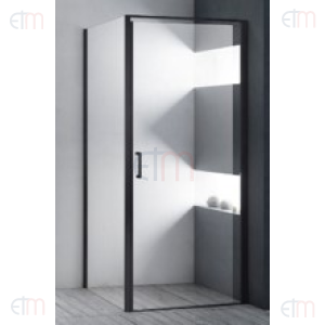 Porte De Douche Profil Noir et Paroi fixe Noir 900x900x2000x6mm - Elegant