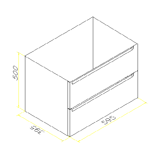 Meuble Blanc Laqué sous vasque 2 tiroirs Hettich soft close Dim : 500X595X395MM - Elegant