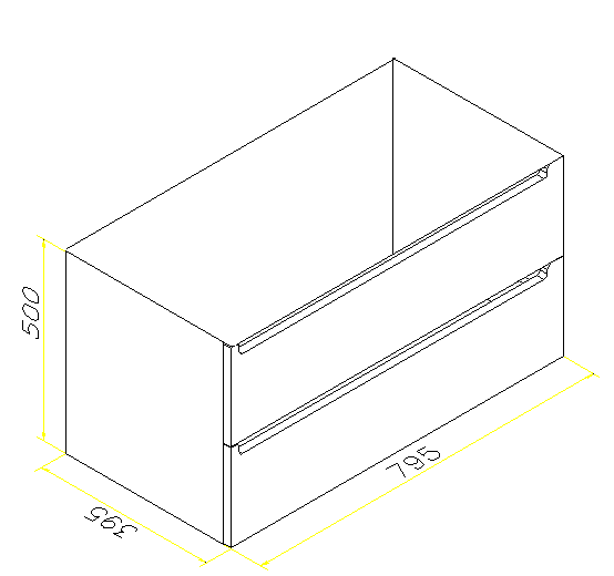 Meuble sous vasque Blanc Laque 2 tiroirs Hettich soft close Dim : H500XL795XP395MM - Elegant