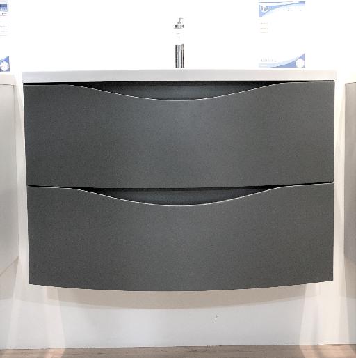 Meuble sous vasque Delicate Charm (Gris matte) suspendue 2 tiroirs avec soft close fonction. Dim: 800x480x550mm - Elegant