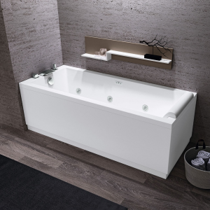Novellini//Calos 2.0 Baignoire vidage automatique hydro plus 180x80 en acrylique blanc mat et tablier de finition - Novellini
