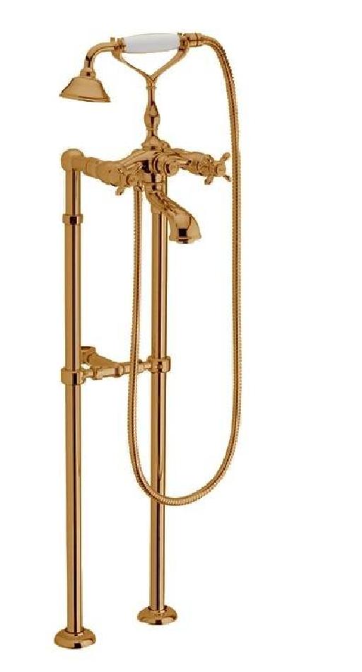 mélangeur bain douche avec raccord sur pied et graniture de douche monojet col: bronze - Webert