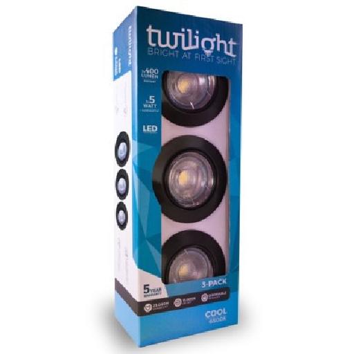TWILIGHT LED neo spot encastrable 3-pack GU10 DIM NOIR IP20 5W 3x400lm 6500K - Twilight