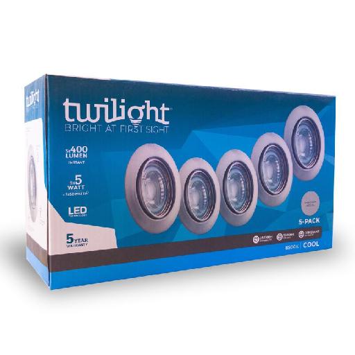 TWILIGHT LED neo spot encastrable 5-pack GU10 NICKEL SATIN IP20 5W 5x400lm 6500K - Twilight