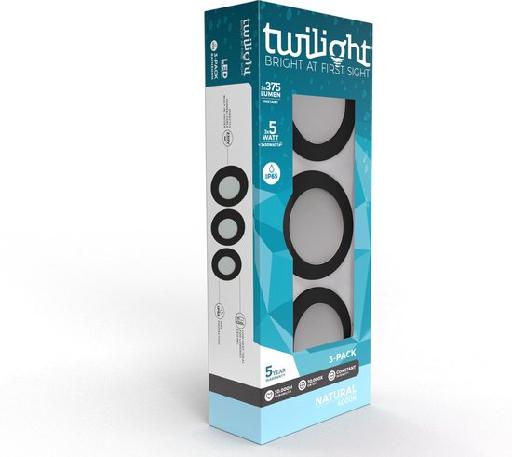 TWILIGHT LED hydro spot encastrable 3-pack ZWART IP65 5W 3x400lm 6500K - Twilight