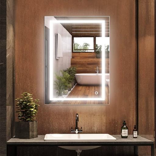 Miroir a LED rectangulaire-carre (Tactile-Antibuee, Bluetooth 800mm) - NO Name