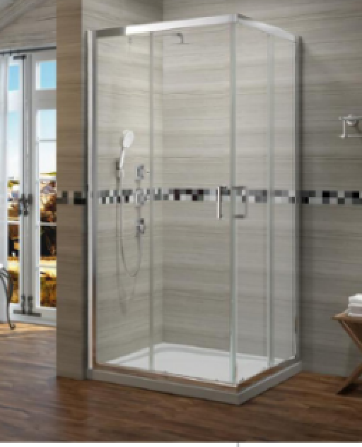 WATERFRONT PORTES DE DOUCHE NEO CARRE ENTREE D ANGLE 90 CM  (870-890mm) VERRE 6MM CADRE CHROMEe H190CM - Waterfront