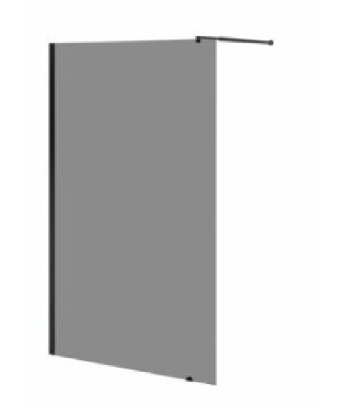 Paroi Libre Fumé/noir 900X2000X10mm anticalcaire avec profil mural et barre de stabilisation noir verre fume CWR WETROOM (CWR.90S-B) - Waterfront