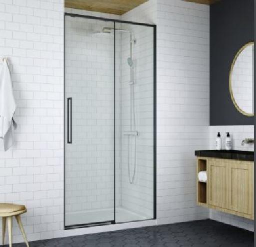 Waterfront Slim porte coulissante 140cm noir mat verre 8mm - Waterfront