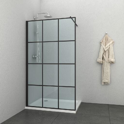 Parois de douche libre CWR mmodele Mode profil noir carreaux noir 10mm 1400x2000H - Waterfront