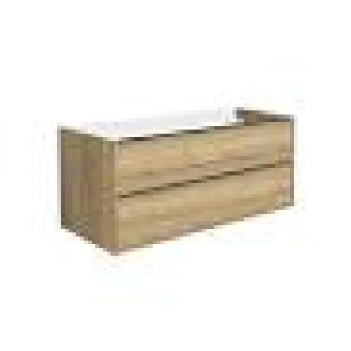 246346 ALLIBERT BORDER MEUBLE SOUS PLAN 120X55X46CM DOUBLE PASSAGE SIPHON 2 TIRROIRS SOFT CLOSE CHENE / NOIR MAT 522.32 EURO HTVA - Allibert