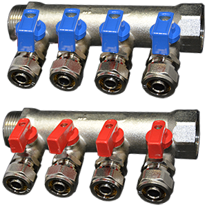 Collecteur Avec Vanne Rouge 16-2(4 sorties) C13Pcs - CM Fittings