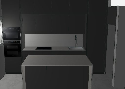 Projet cuisine Evolution Metropolis FENIX NERO Ingo  avec Gorge   poigne diagonal Ss plan de travail REF STOSA.220 - Stosa