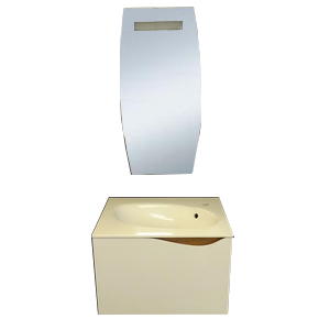 MEUBLE + VASQUE + MIROIR BLANC/NOISETTE - Elegant