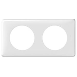 Céliane plaque 2 p. Blanc entraxe 71mm vert./horizont. - Legrand