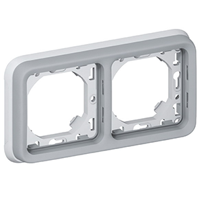 PLEXO SUPPORT + PLAQUE 2 POSTES HOR. GRIS - Legrand