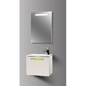 MEUBLE+VASQUE+MIROIR BLANC/VERT - Elegant