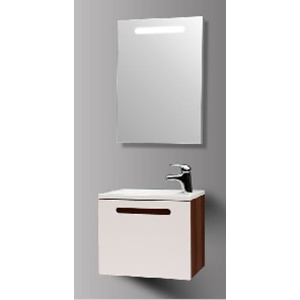 MEUBLE+VASQUE +MIROIR BLANC/NOISETTE - Elegant