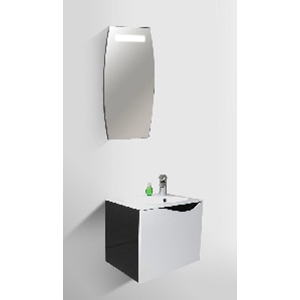 MEUBLE+VASQUE+MIROIR BLANC/NOIR - Elegant
