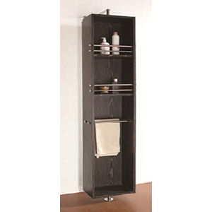 Colonne  avec 3 étagères/barre en inox et face miroir en boi - Vama